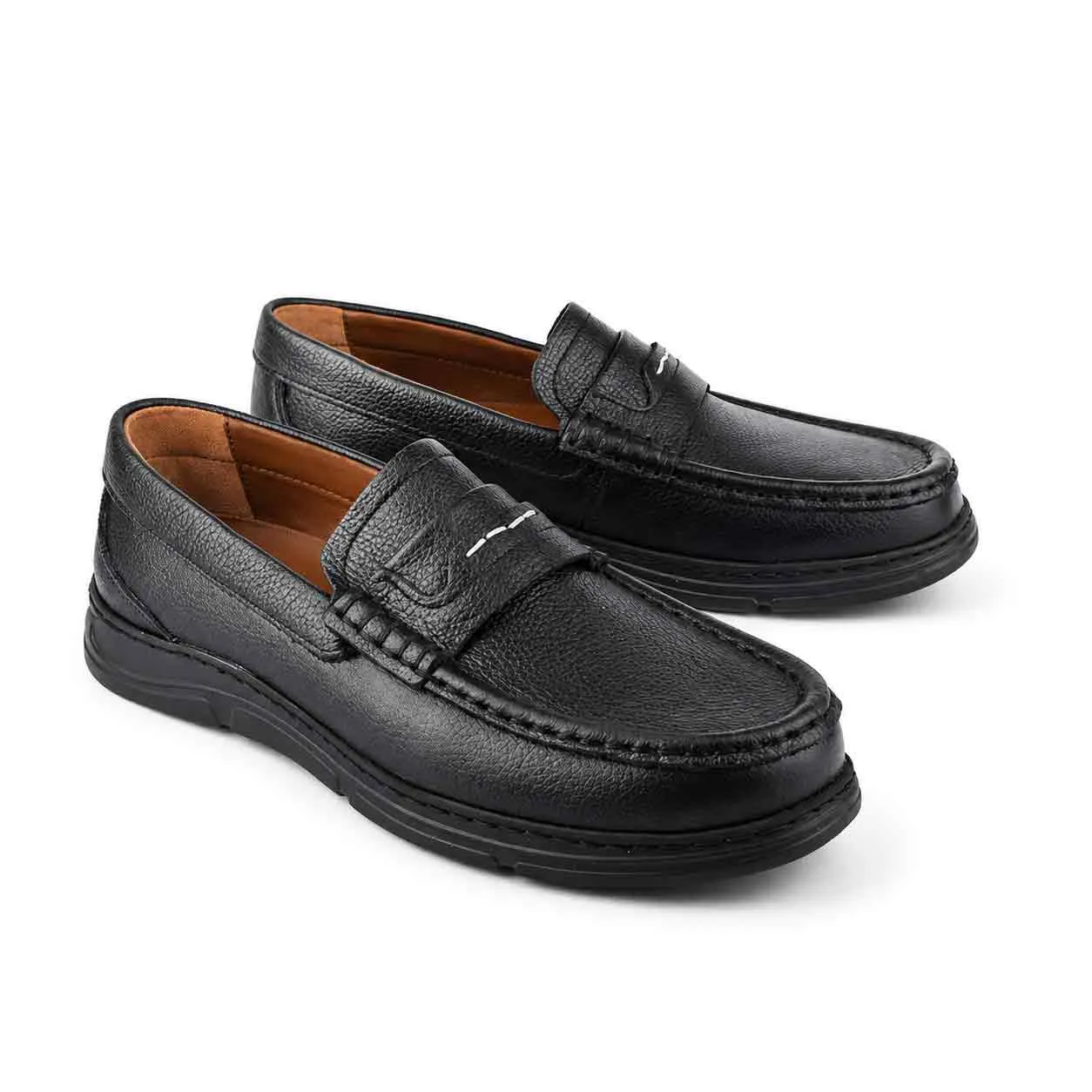 Moccasin pour homme confort sm120 Noir cuir  miniature